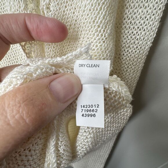 J Jill Womens Ivory Pointelle Cardigan Sweater Sz XL Linen Blend Button Front - Picture 10 of 15